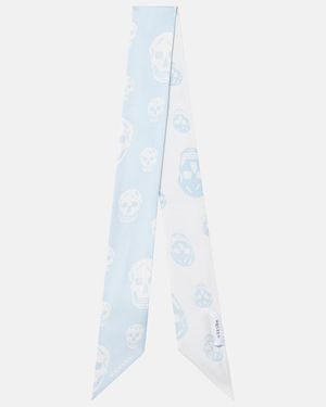 McQueen Panuelo Skull De Seda Estampado - Blanco