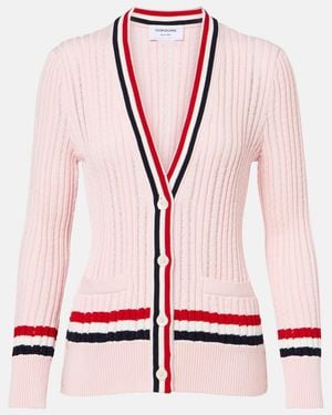Thom Browne Cable-Knit Cotton Cardigan - Red