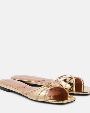 D'Accori Pantoletten Lust Aus Metallic-Leder - Braun