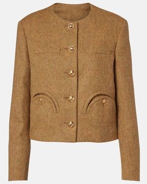 Blazé Milano Shamo Virgin Wool Tweed Jacket - Brown