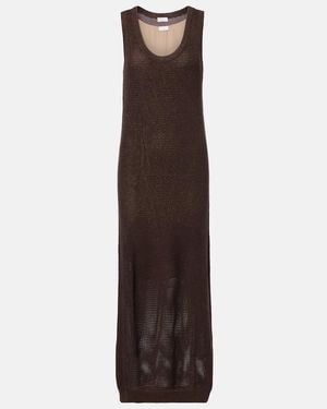 Brunello Cucinelli Open-Knit Cotton-Blend Maxi Dress - Brown