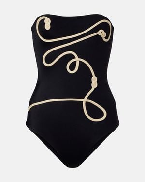 Johanna Ortiz Embroidered Swimsuit - Black