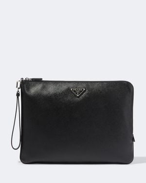 Prada Etui Aus Saffiano-Leder - Schwarz
