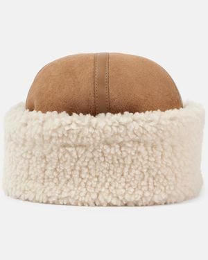 TOTEME Shearling And Leather Hat - Natural