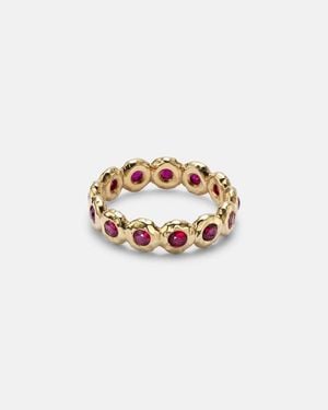Octavia Elizabeth Nesting Gem 18Kt Eternity Ring With Rubies - White