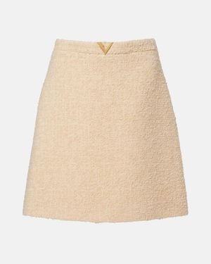 Valentino Vgold Wool-Blend Tweed Miniskirt - Natural