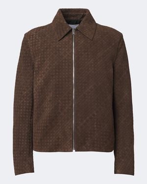 Bottega Veneta Intrecciato Suede Jacket - Brown