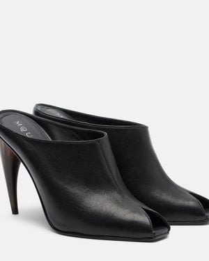 McQueen Leather Mules - Black