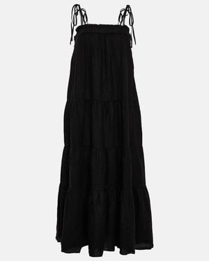 Velvet Charlie Tiered Linen Maxi Dress - Black