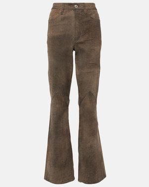 RE/DONE Pantalones Bootcut De Piel De Tiro Alto - Marrón