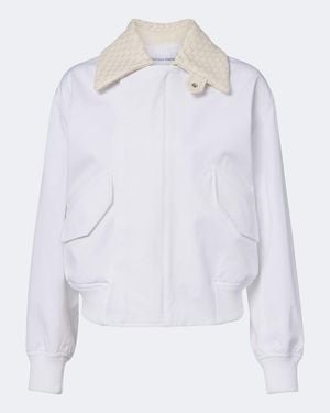 Bottega Veneta Intrecciato Cotton Blouson Jacket - White