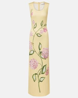 Oscar de la Renta Maxikleid Porcelain Flower Aus Jersey - Mettallic