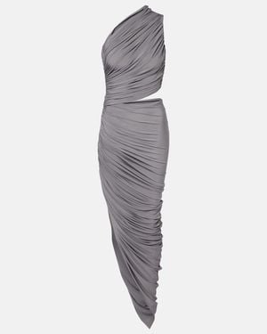 Alaïa Cut-Out Draped Stretch-Woven Maxi Dress - Gray