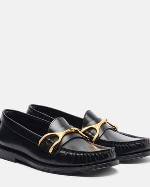 McQueen Wishbone Leather Loafers - Black