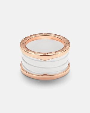 BVLGARI Anillo B.Zero1 De Oro Rosa De 18 Ct Y Ceramica - Blanco