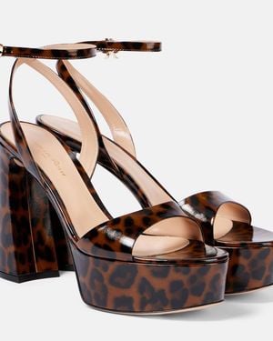Gianvito Rossi Nancy 110 Leopard-Print Platform Sandals - Brown