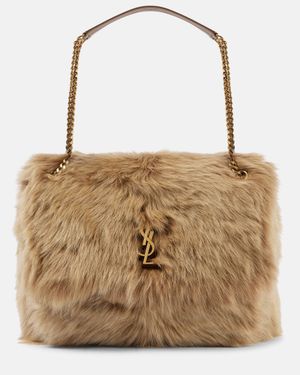 Saint Laurent Niki Large Shearling Shoulder Bag - Brown