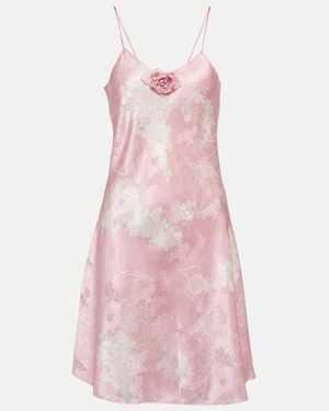 Rodarte Printed Silk Slip Minidress - Pink