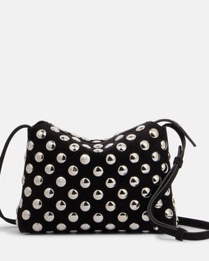 KHAITE Lina Medium Studded Suede Crossbody Bag - Black