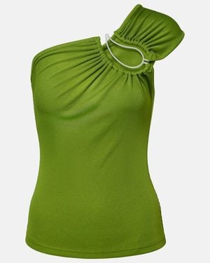 Christopher Esber Paisley Asymmetric Gathered Top - Green