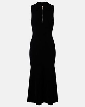 Victoria Beckham Mira Ribbed-Knit Midi Dress - Black