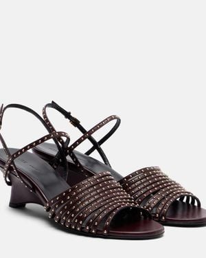 KHAITE Drew 35 Studded Leather Wedge Sandals - Black