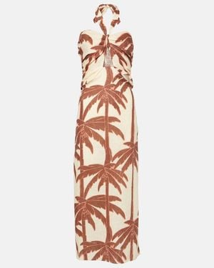 Johanna Ortiz Water Adventure Printed Linen Maxi Dress - Metallic