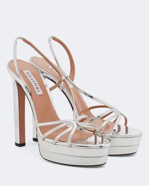 Aquazzura Talk To Me Metallic Leather Sandals - White