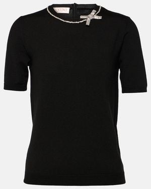 Valentino Embellished Virgin Wool Top - Black