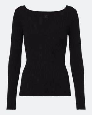 Courreges Ribbed-Knit Jumper - Black