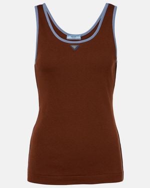 Prada Cotton Jersey Tank Top - Brown
