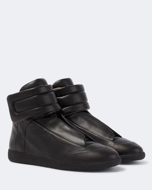 Maison Margiela Future Leather High-Top Sneakers - Black