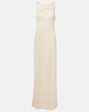 SAME Floral-Applique Crochet Maxi Dress - White