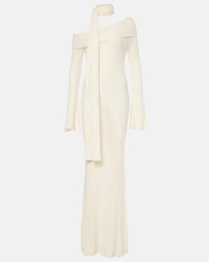 AYA MUSE Viscose-Blend Turtleneck Maxi Dress - White