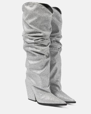 Alexandre Vauthier Glitter Knee-High Boots - Gray