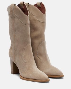 Paris Texas Lavinia Suede Cowboy Boots - Natural