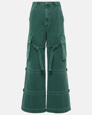 Agolde Vivian Strap Mid-Rise Wide-Leg Jeans - Green