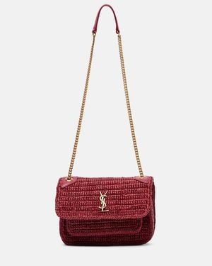 Saint Laurent Niki Mini Raffia Shoulder Bag - Red