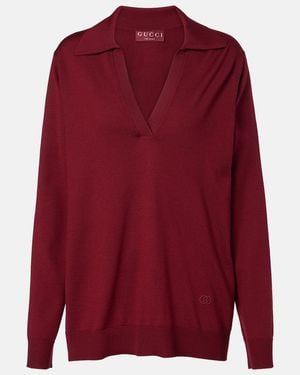 Gucci Polopullover Aus Wolle - Rot
