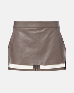Rick Owens Fog Leather Miniskirt - Gray