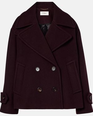 Chloé Double-Breasted Wool-Blend Coat - Purple