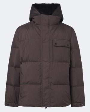 Yves Salomon Shearling-Trimmed Down Jacket - Brown