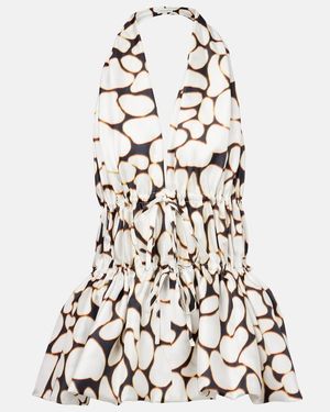 Dries Van Noten Printed Halterneck Silk Twill Top - White