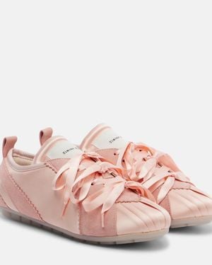 Simone Rocha Ballerina Grip Satin And Suede Sneakers - Pink