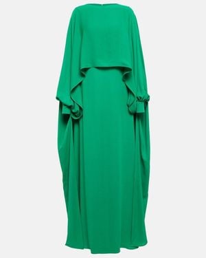 Valentino Cape-detail Silk Gown - Green
