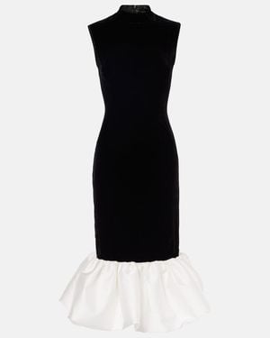 Rasario Midikleid Aus Samt Und Satin - Schwarz