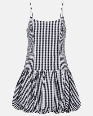 Faithfull the Brand Gingham Gathered Cotton Poplin Minidress - Blue