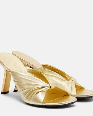 Loewe Paula's Ibiza Pebble Soft Leather Mules - Metallic