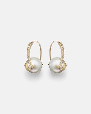 Sydney Evan 14Kt Earrings With Pearls And Diamonds - White