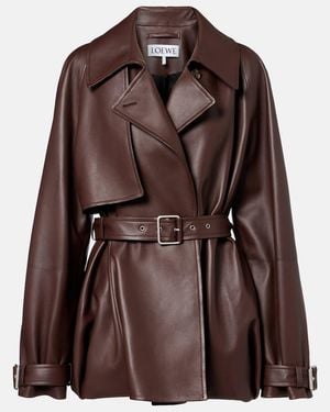 Loewe Balloon Leather Jacket - Brown